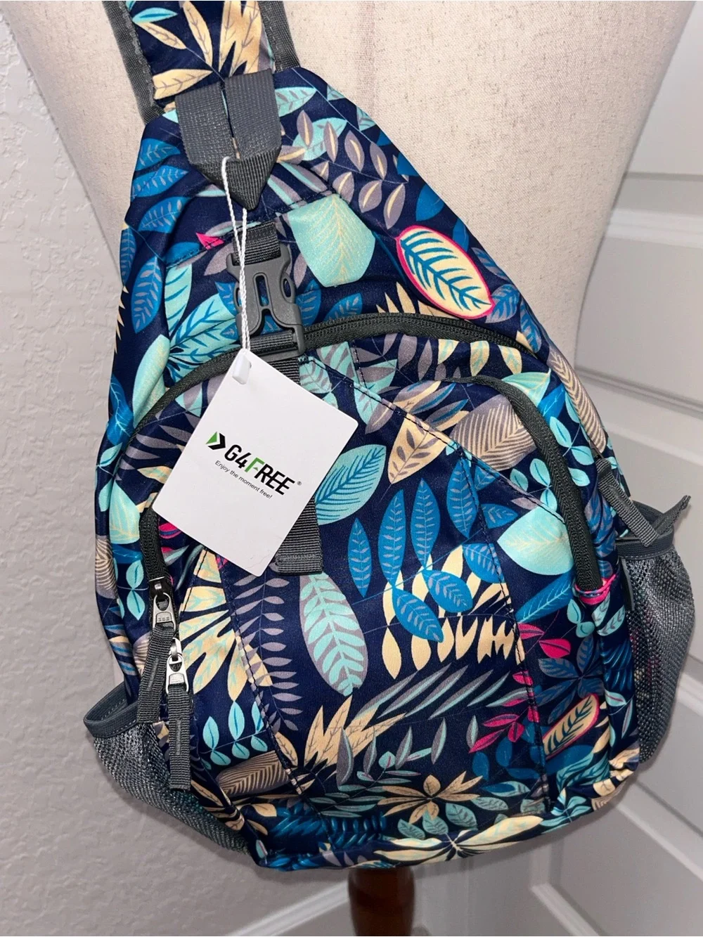 New, G4FREE Floral Print Sling Crossbody Backpack